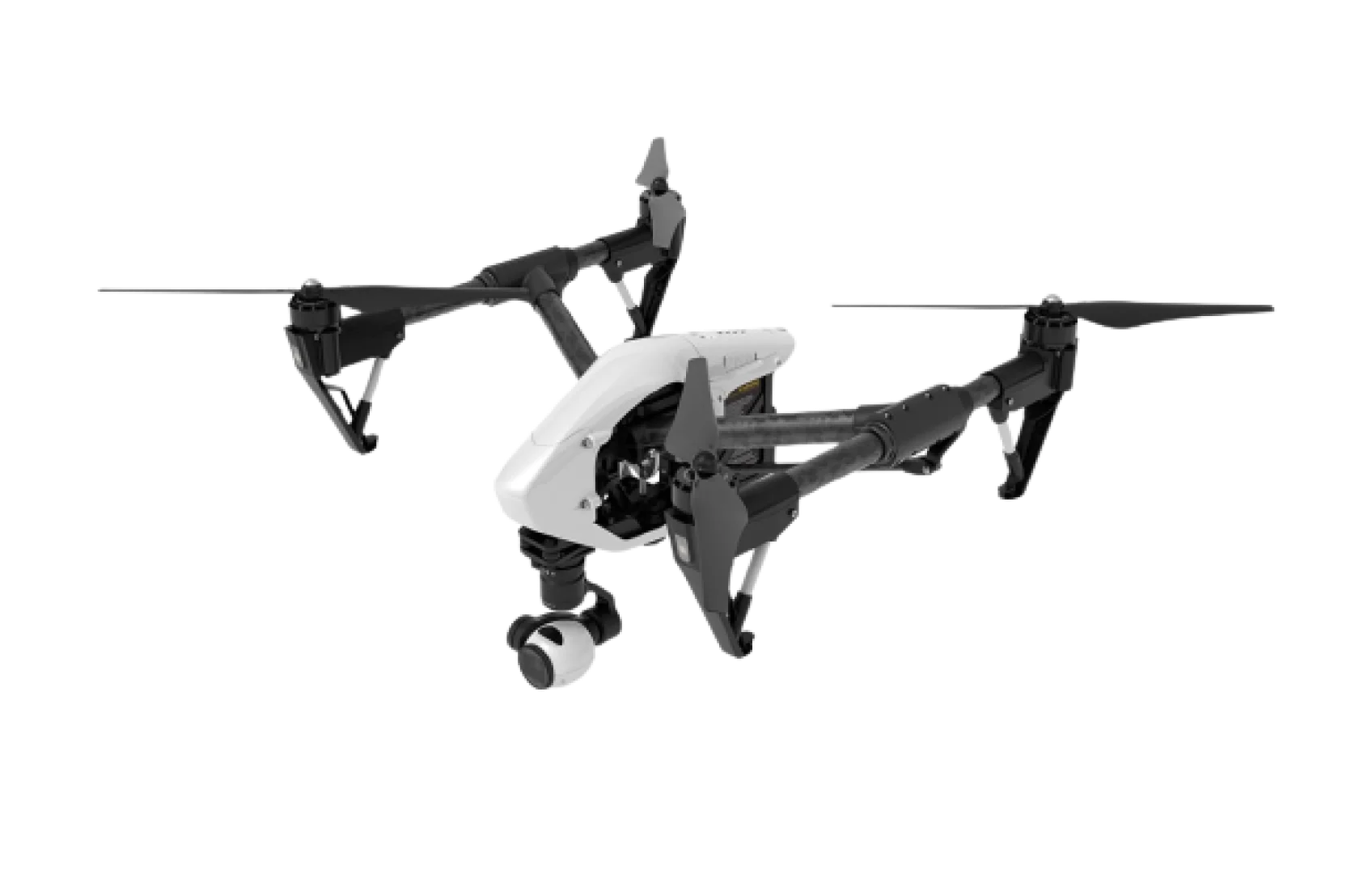 a white drone with black lenses