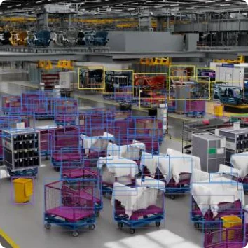 a large warehouse with carts and carts